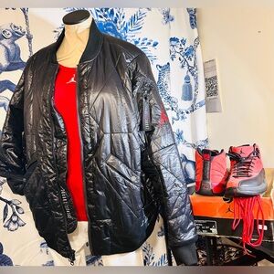 *SALE*Jordan Lightweight Quilted Black and Red Sports Bomber Logo Jacket